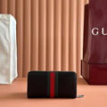 G*cci Web Trademark Zip Around Wallet Black in Cowhide