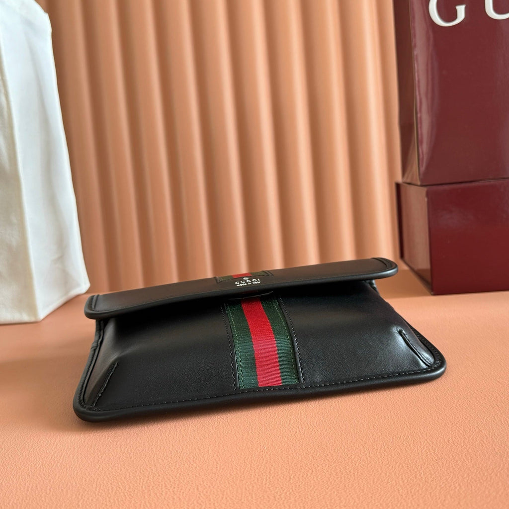 G*cci Web Trademark Belt Bag 24 Black in Cowhide