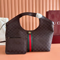G*G 26 Giglio Large Tote Bag 60cm Brown in Lustrous Coated G*G Fabric