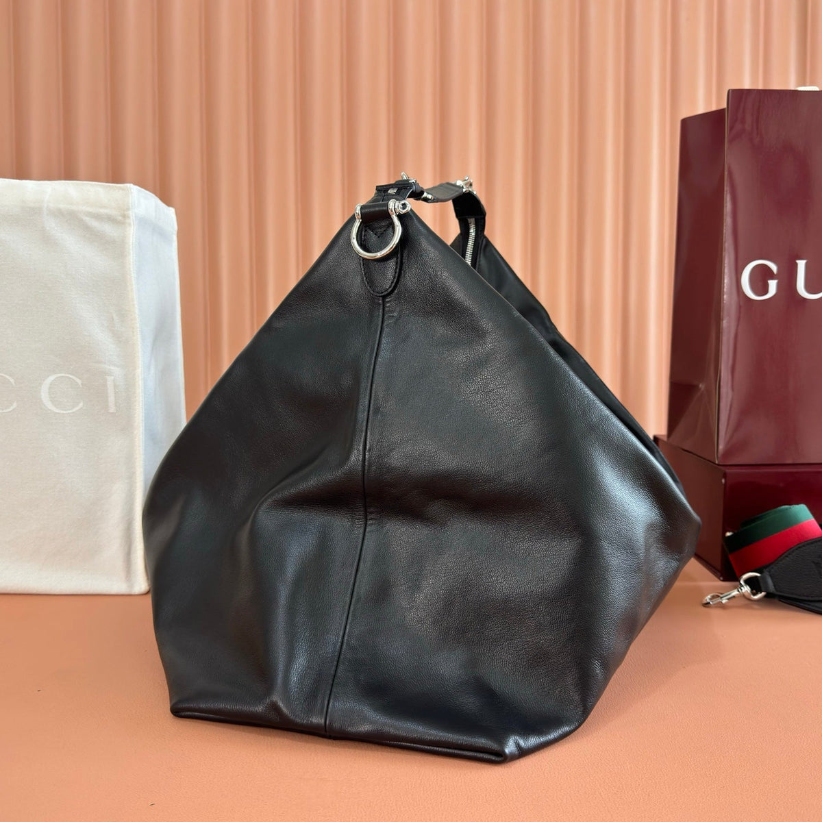G*cci 26 Brera Large 45 Crossbody Bag Black in Lambskin