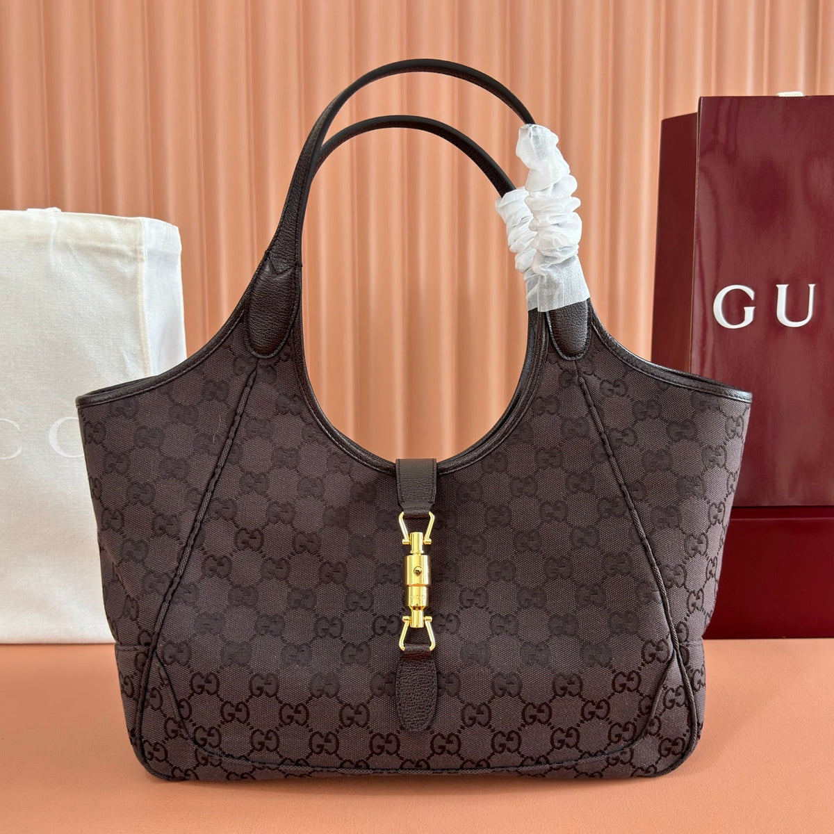 G*cci 26 Mercato Tote Bag 35cm Brown Gold in Canvas