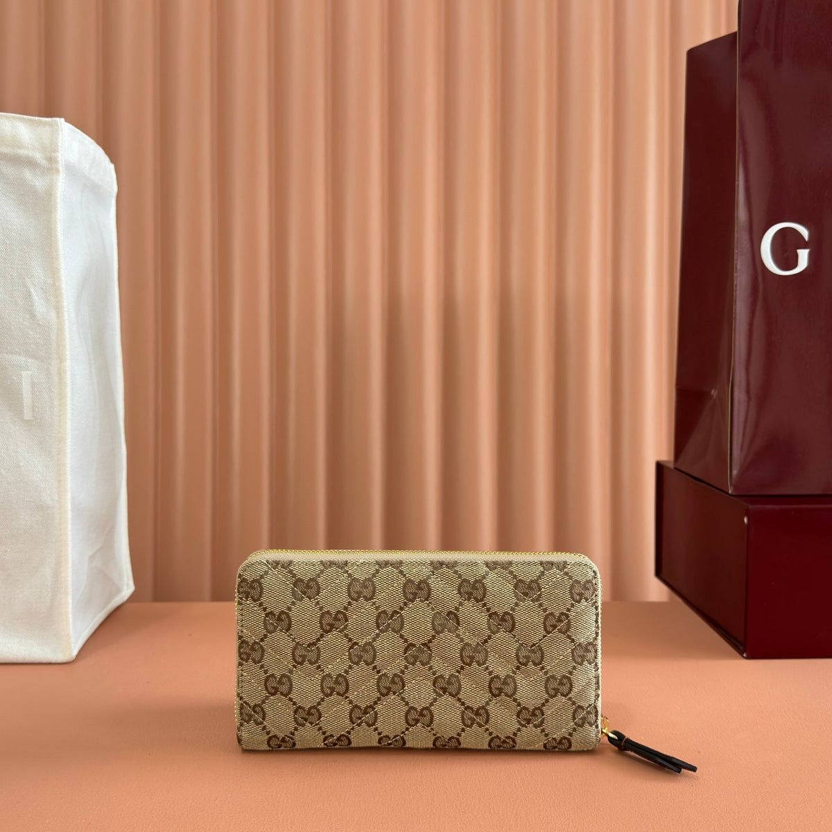 G*G Marmont Series Full Zip Wallet Brown in Canvas