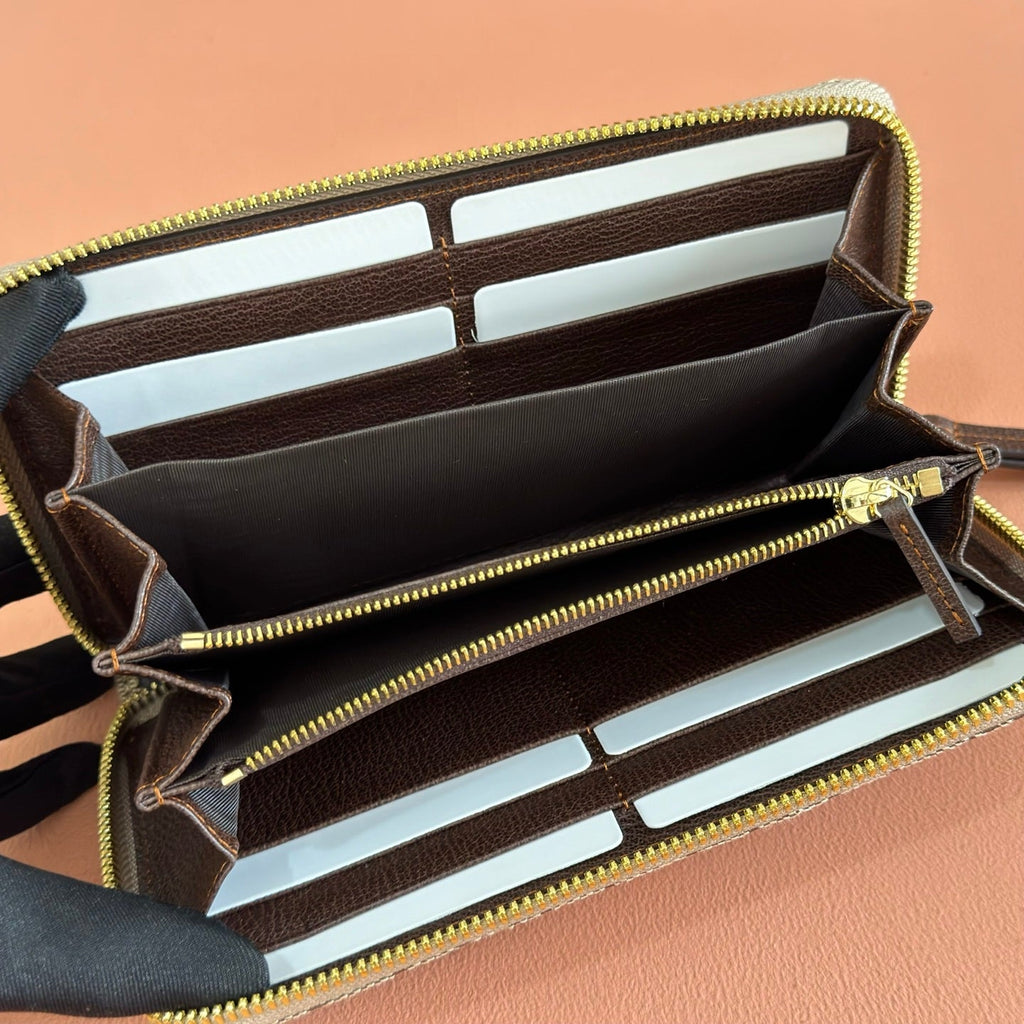 G*G Marmont Series Full Zip Wallet Brown in Canvas