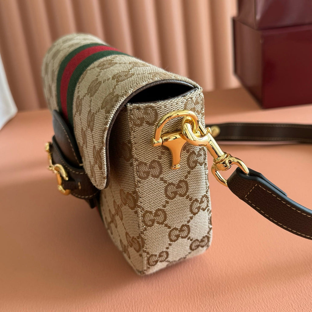 G*cci 26 Horsebit Crossbody Bag 21cm Brown in Canvas