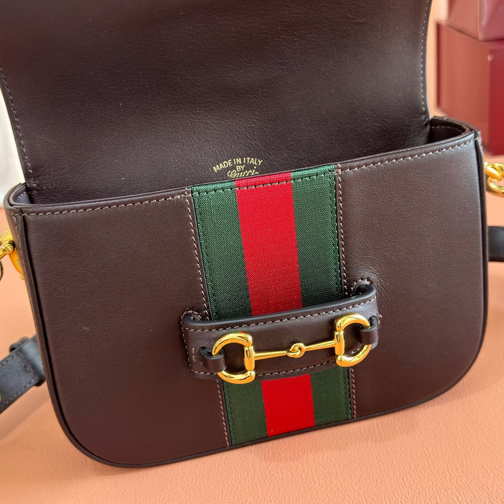 G*cci 26 Horsebit Crossbody Bag 21cm Brown in Cowhide