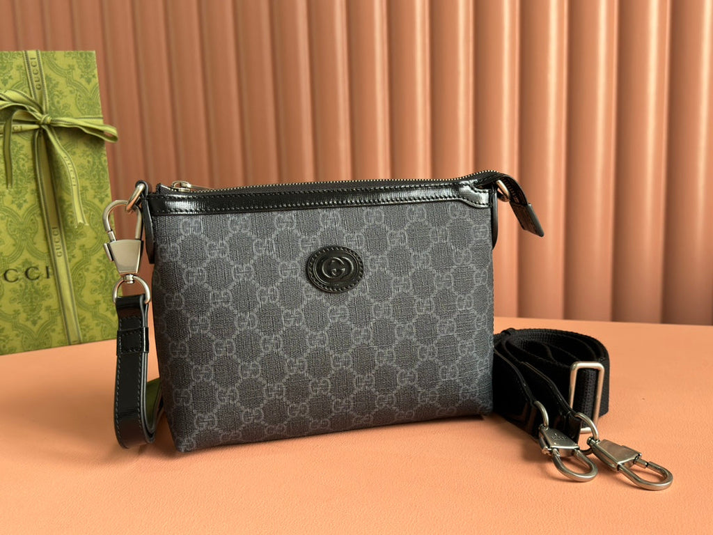G*cci Mini 22.5 Messenger Bag Dark Gray in G*G Supreme Canvas