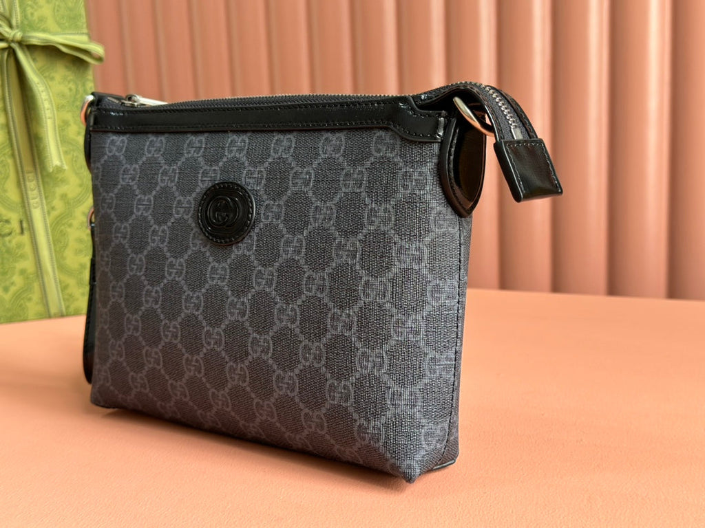 G*cci Mini 22.5 Messenger Bag Dark Gray in G*G Supreme Canvas