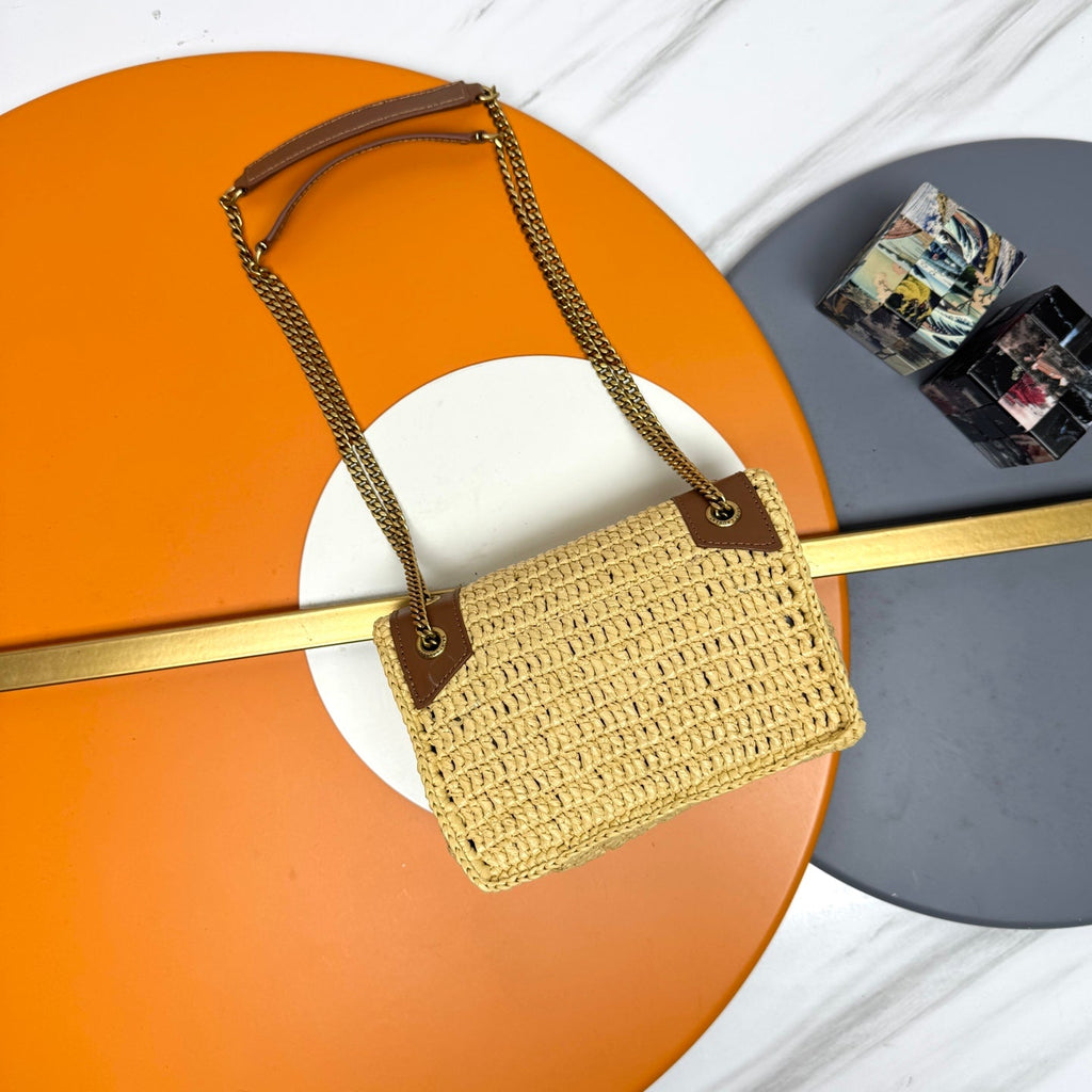 Y*S*L Niki Shoulder Bag 18cm Straw Color in Straw Weaving