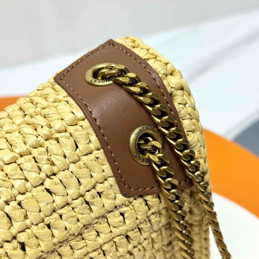 Y*S*L Niki Shoulder Bag 18cm Straw Color in Straw Weaving