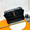 Y*S*L Niki Tripouch Shoulder Bag 28cm Black in Oil-Waxed