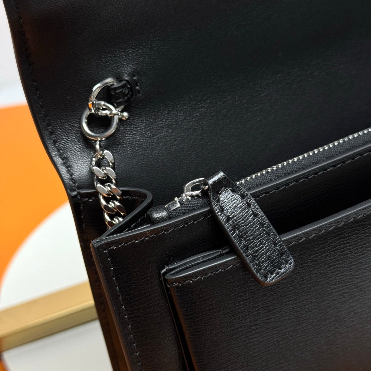 Y*S*L Sunset Bag 19cm Black with Silver hardware in Leather