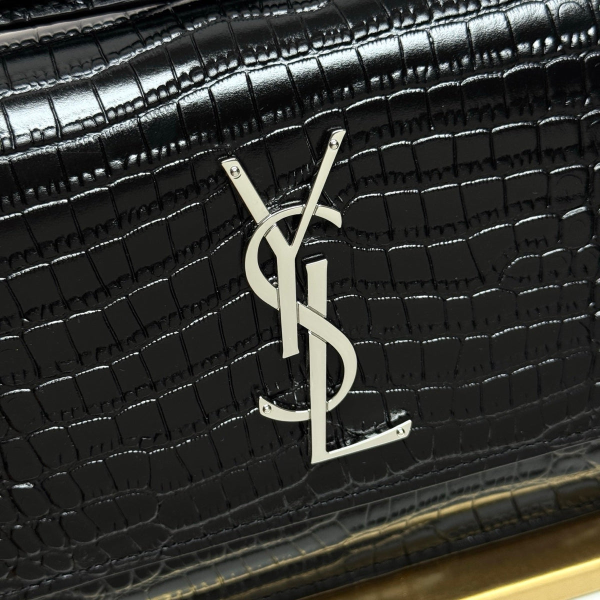 Y*S*L Sunset Bag 19cm Black in Crocodile Pattern
