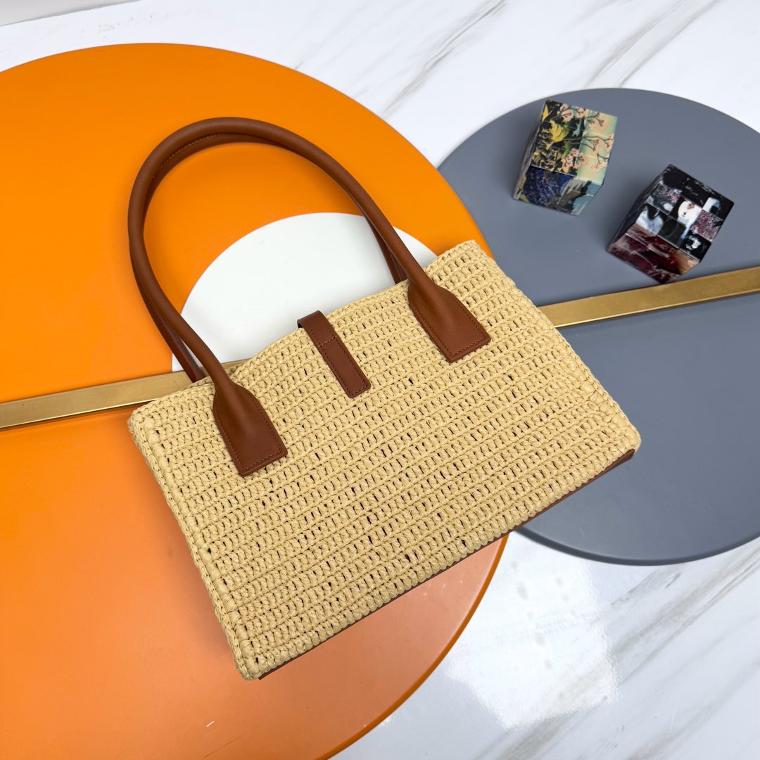 Y*S*L Panier Tote Bag 29cm Straw Color in Raffia