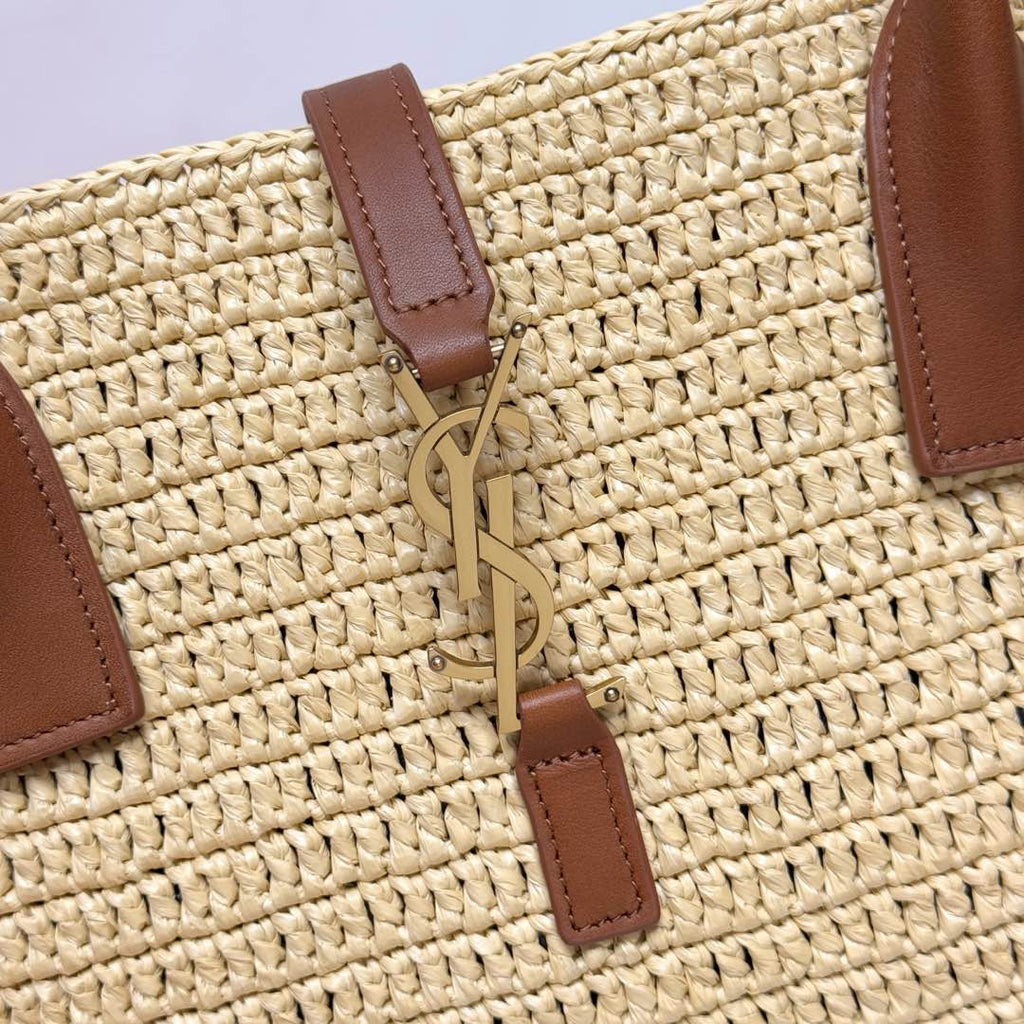 Y*S*L Panier Tote Bag 29cm Straw Color in Raffia