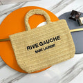Y*S*L Rive Gauche Tote Bag 38cm Straw Color in Raffia