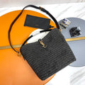 Le 37 Woven Bucket Bag 25cm Black in Raffia