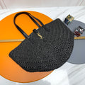 Y*S*L Panier Tote Bag 44cm Black in Raffia