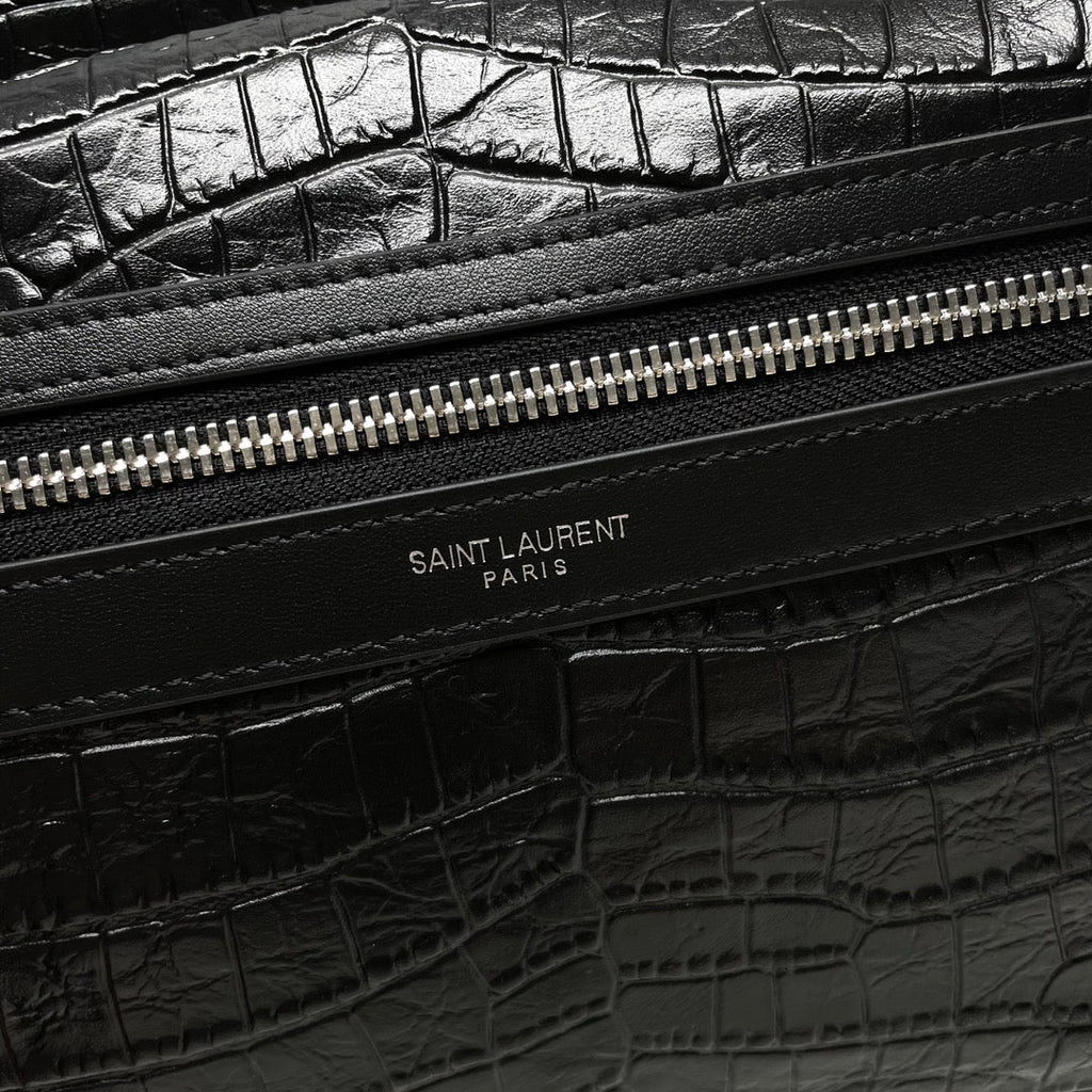 Y*S*L City Backpack 38 Black in Crocodile-patterned Cowhide