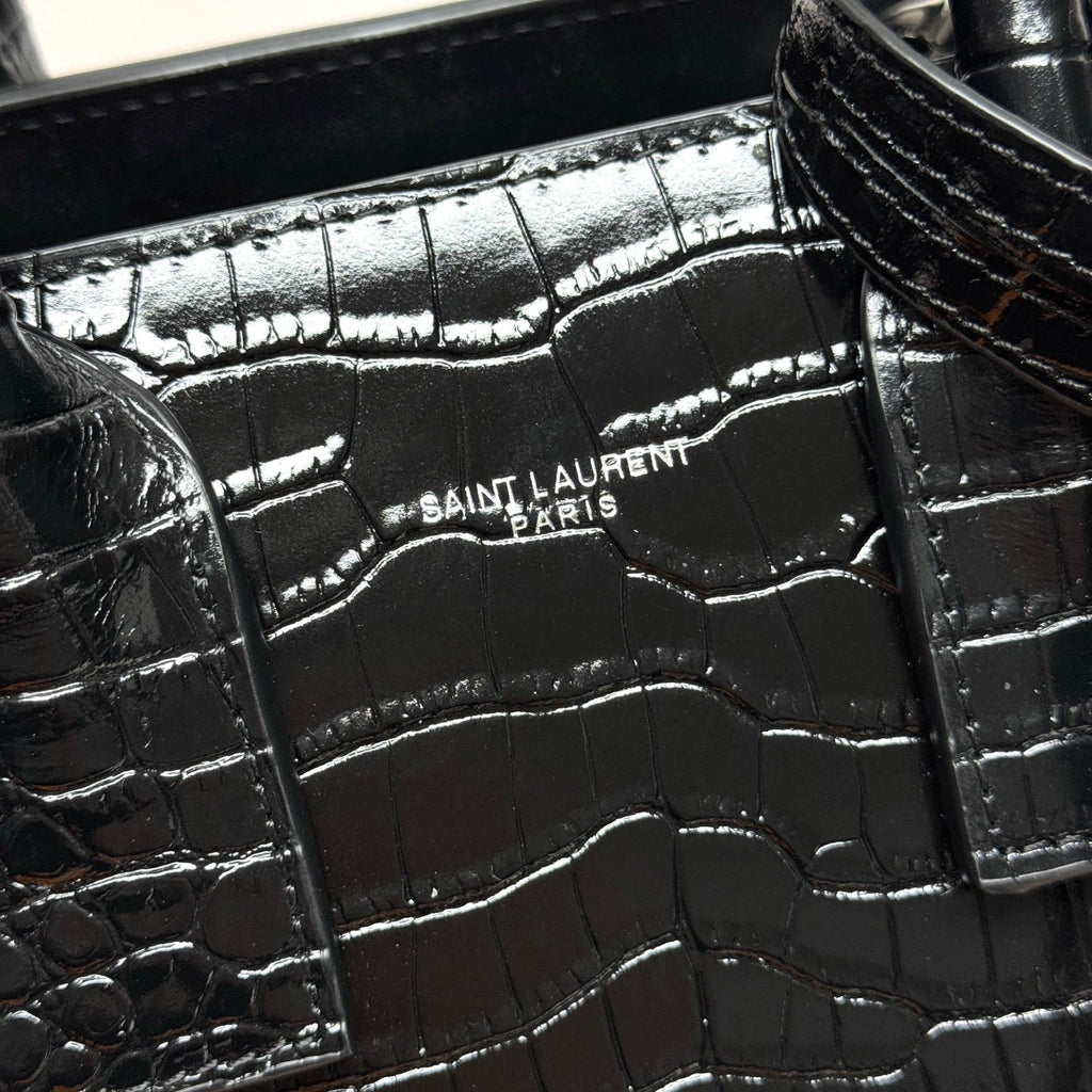 Y*S*L Sac de Jour Baby Crocodile patterned Cowhide