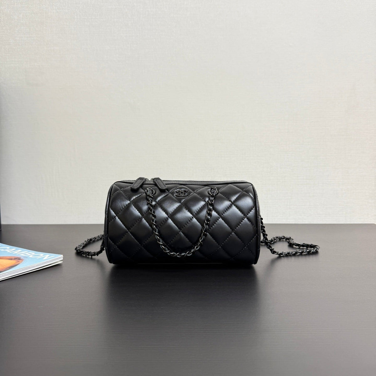 Ch*nel 25P Mini Bowling Bag 18.5 Black in Sheepskin