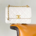 Ch*nel Classic Mini Flap Bag 19 White in Calfskin