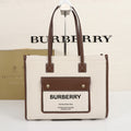 B*rberry Freya Tote Bag 33cm Ivory Brown in Cowhide