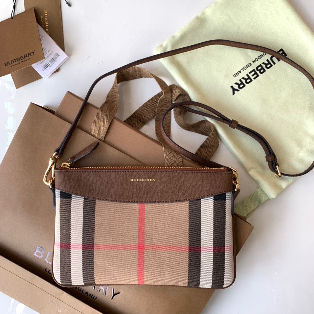 B*rberry House Check Derby Peyton Crossbody Cotton Fabric