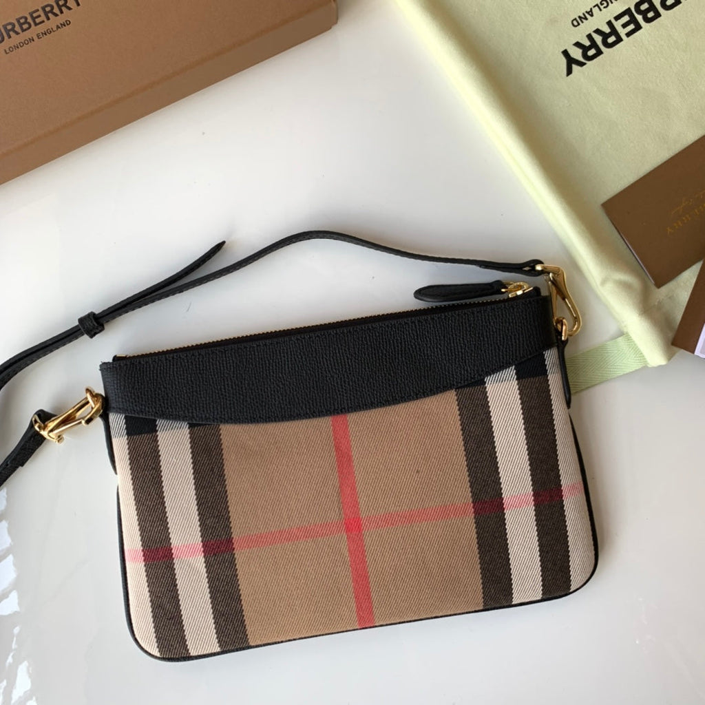 B*rberry House Check Derby Peyton Crossbody Cotton Fabric