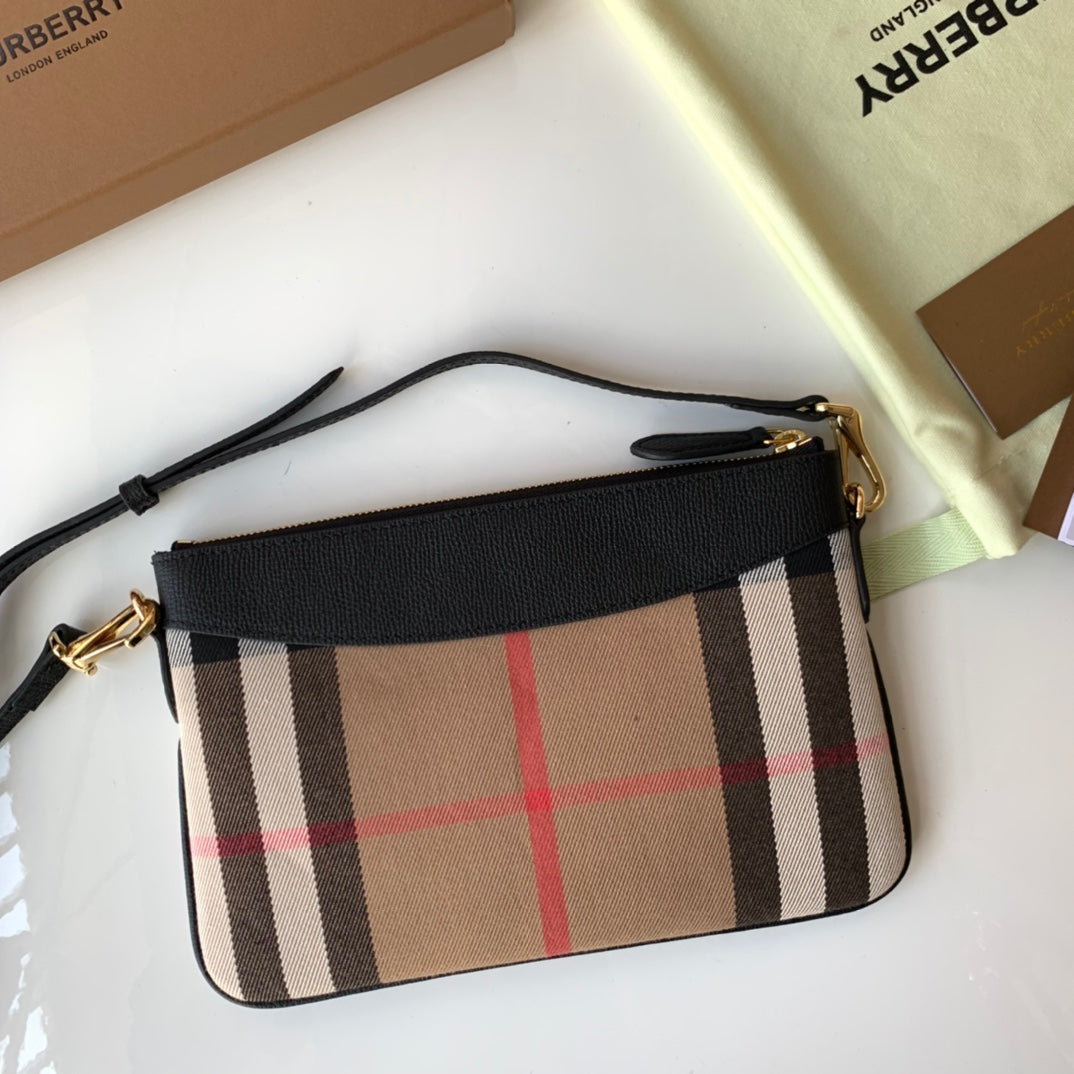 B*rberry House Check Derby Peyton Crossbody Cotton Fabric