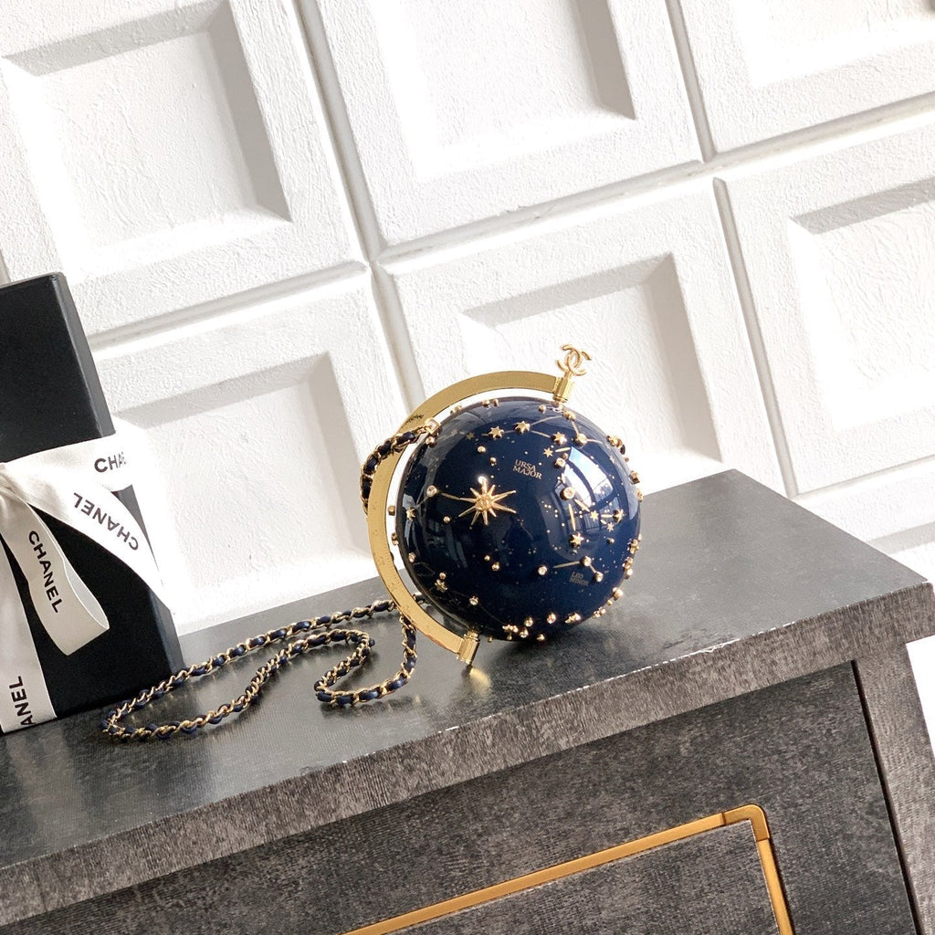 Ch*nel 26 Celestial Globe Minaudière Dark Blue in Plastic