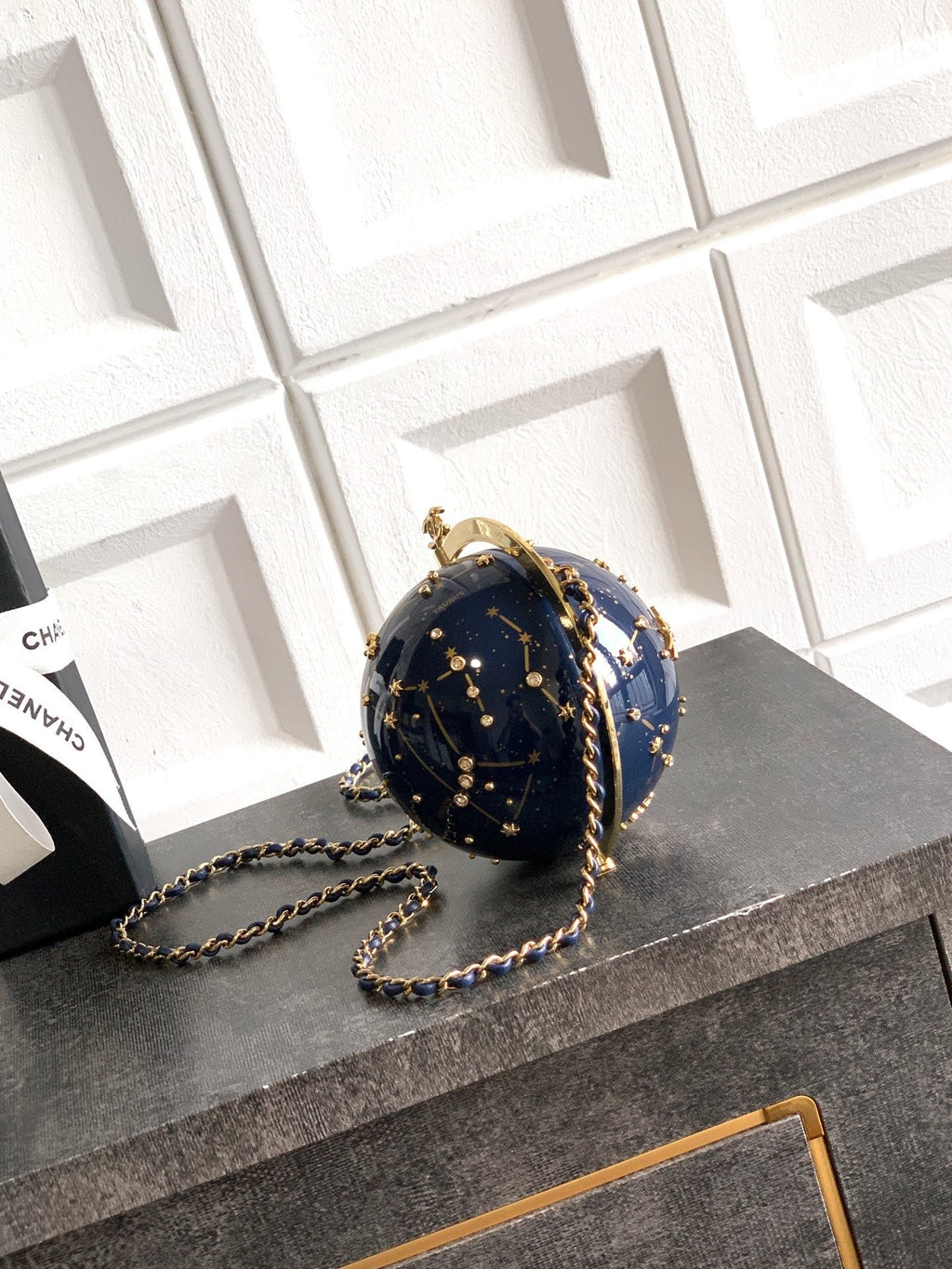 Ch*nel 26 Celestial Globe Minaudière Dark Blue in Plastic