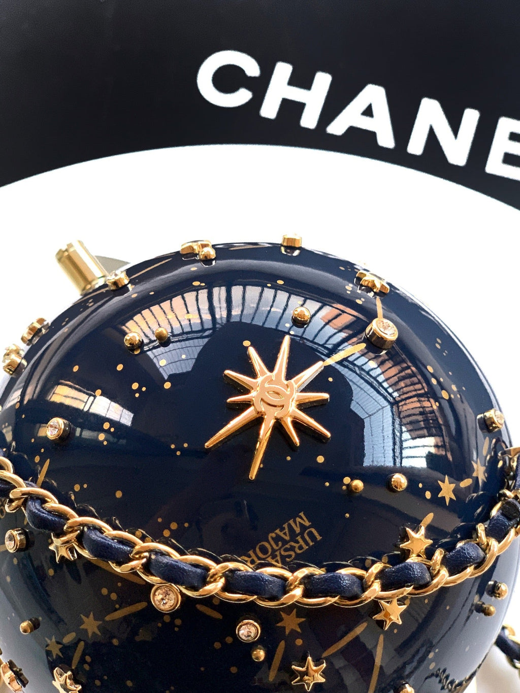 Ch*nel 26 Celestial Globe Minaudière Dark Blue in Plastic