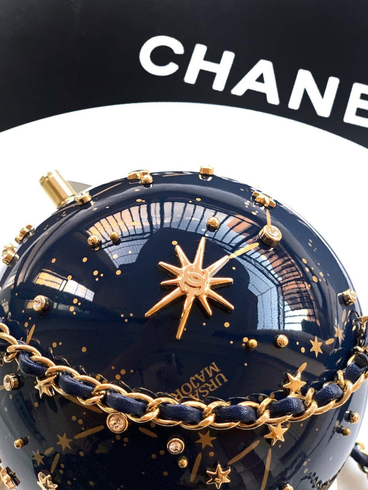 Ch*nel 26 Celestial Globe Minaudière Dark Blue in Plastic