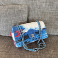 Ch*nel Surf Line Canvas Flap Bag Blue in Canvas
