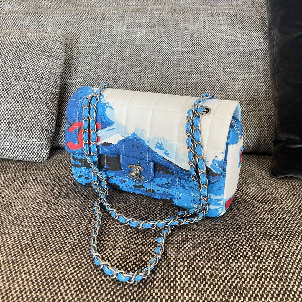 Ch*nel Surf Line Canvas Flap Bag Blue in Canvas
