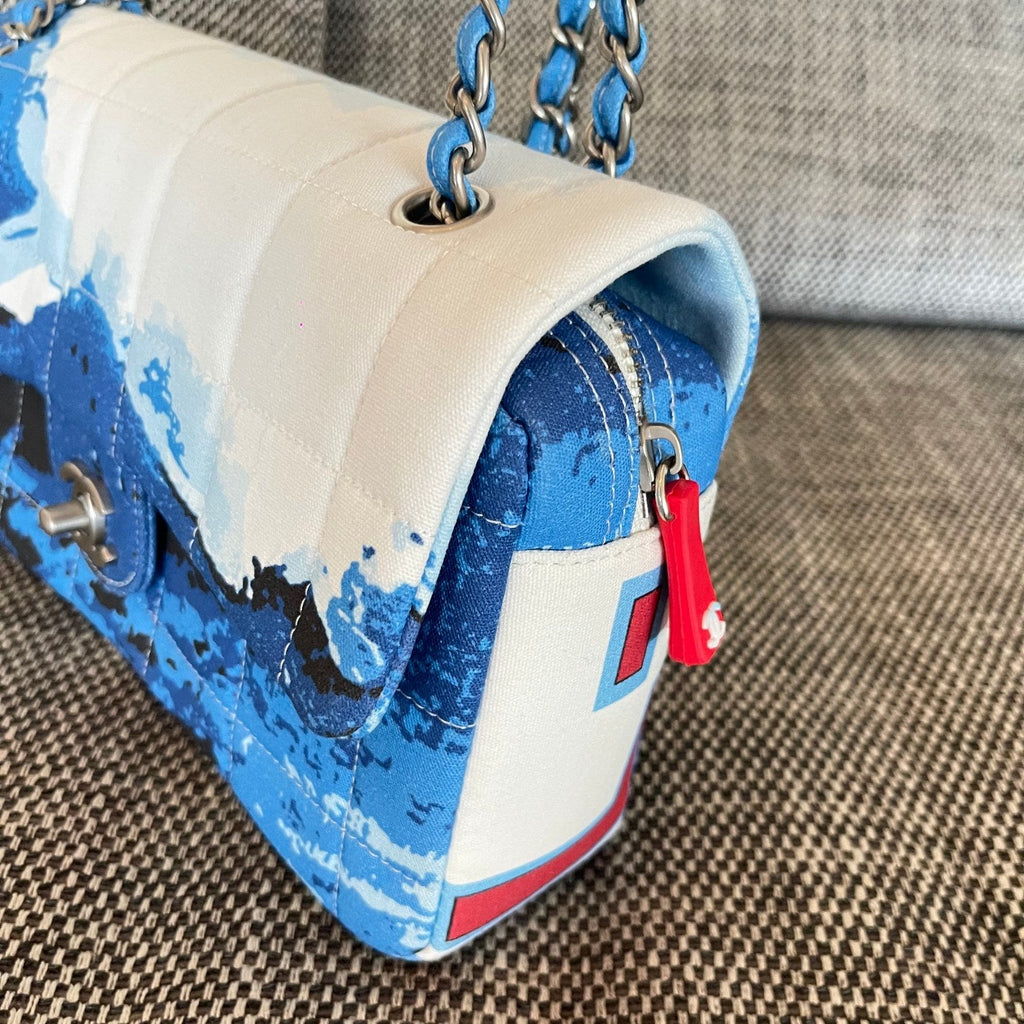 Ch*nel Surf Line Canvas Flap Bag Blue in Canvas