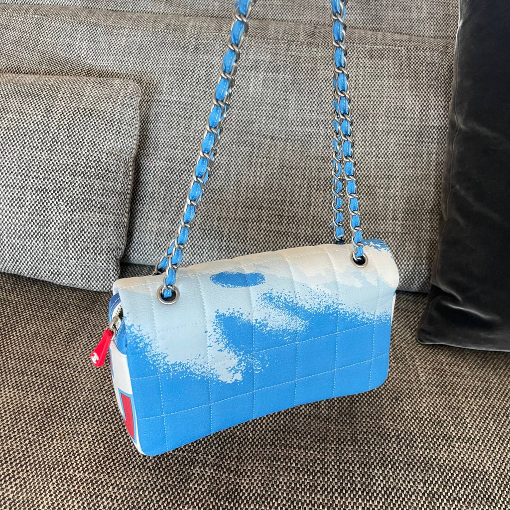 Ch*nel Surf Line Canvas Flap Bag Blue in Canvas