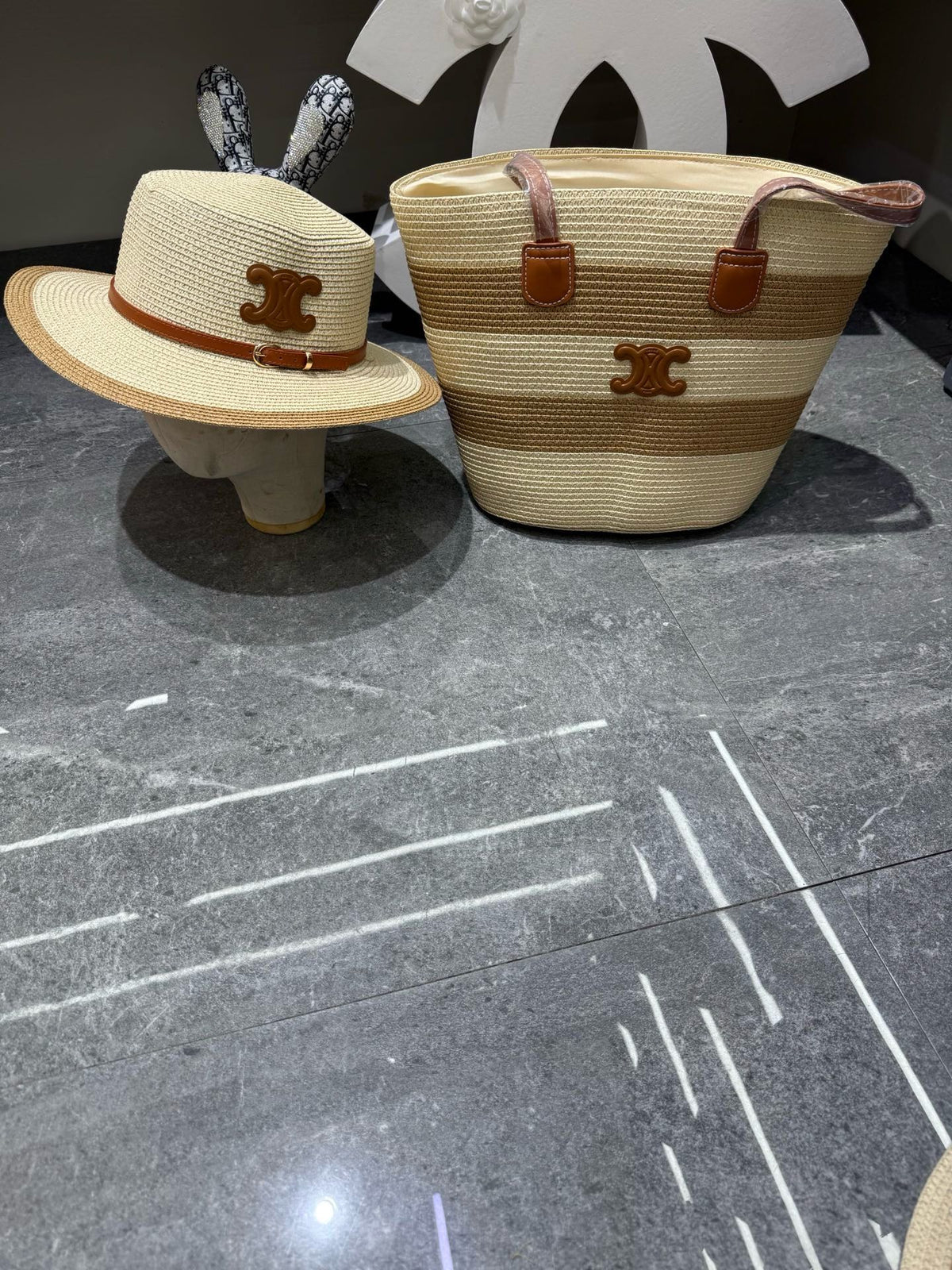 C*L Tote Bag & Hat Set Plant Grass