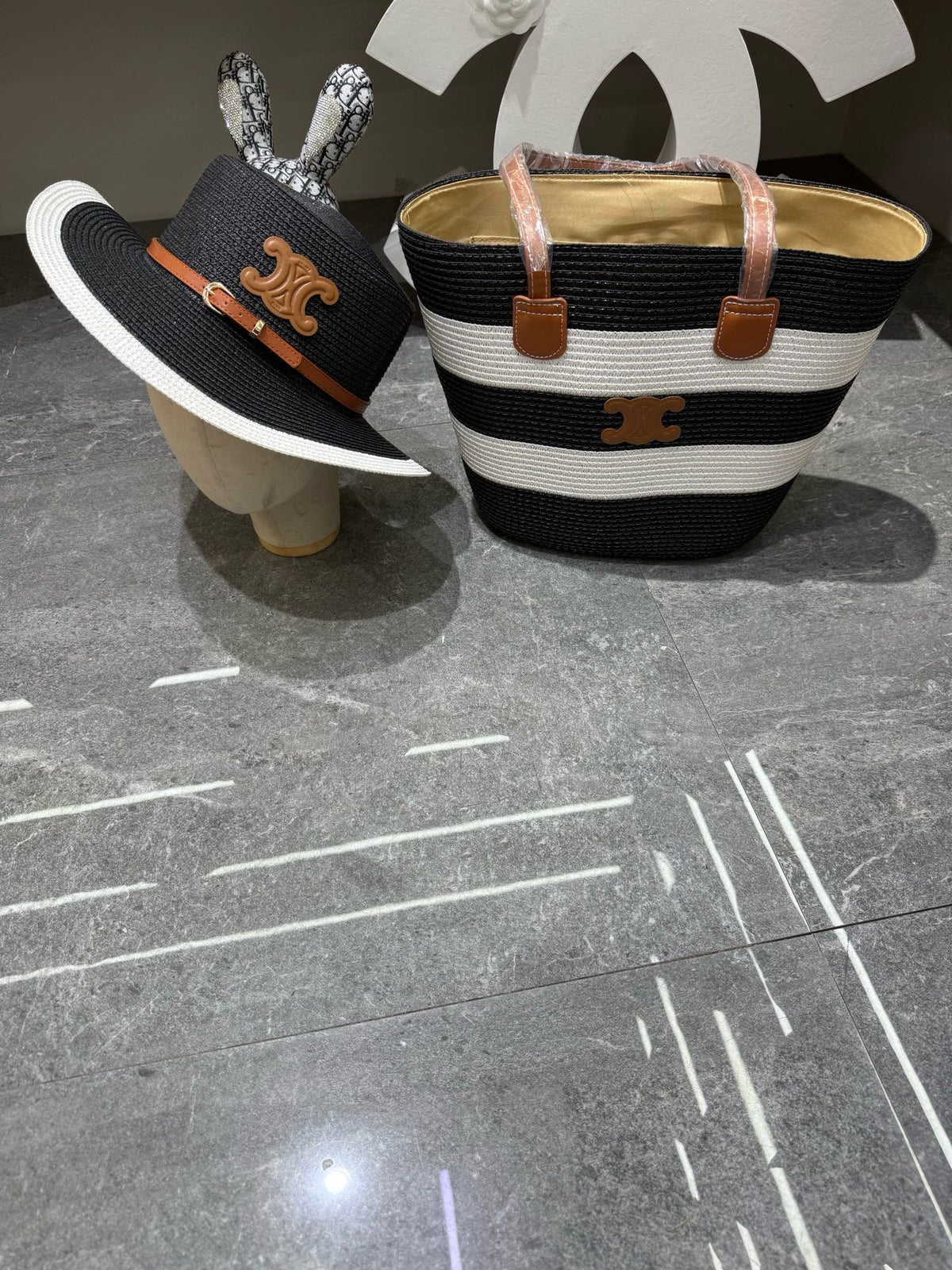 C*L Tote Bag & Hat Set Plant Grass