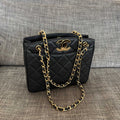 C*C Vintage C*C Lock Tote Bag 28cm Black Cowhide