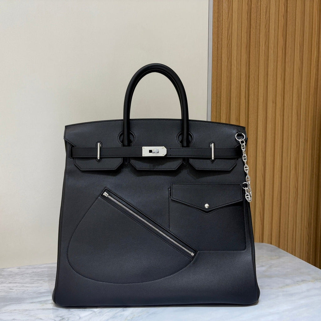 H*M Rock HAC Birkin 40CM Handbag Black Swift