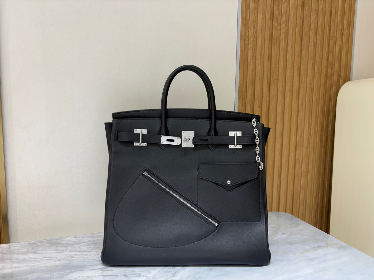 H*M Rock HAC Birkin 40CM Handbag Black Swift