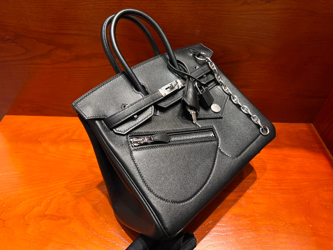 H*M Limited Edition Birkin Rock 25cm Handbag Black Evergrain