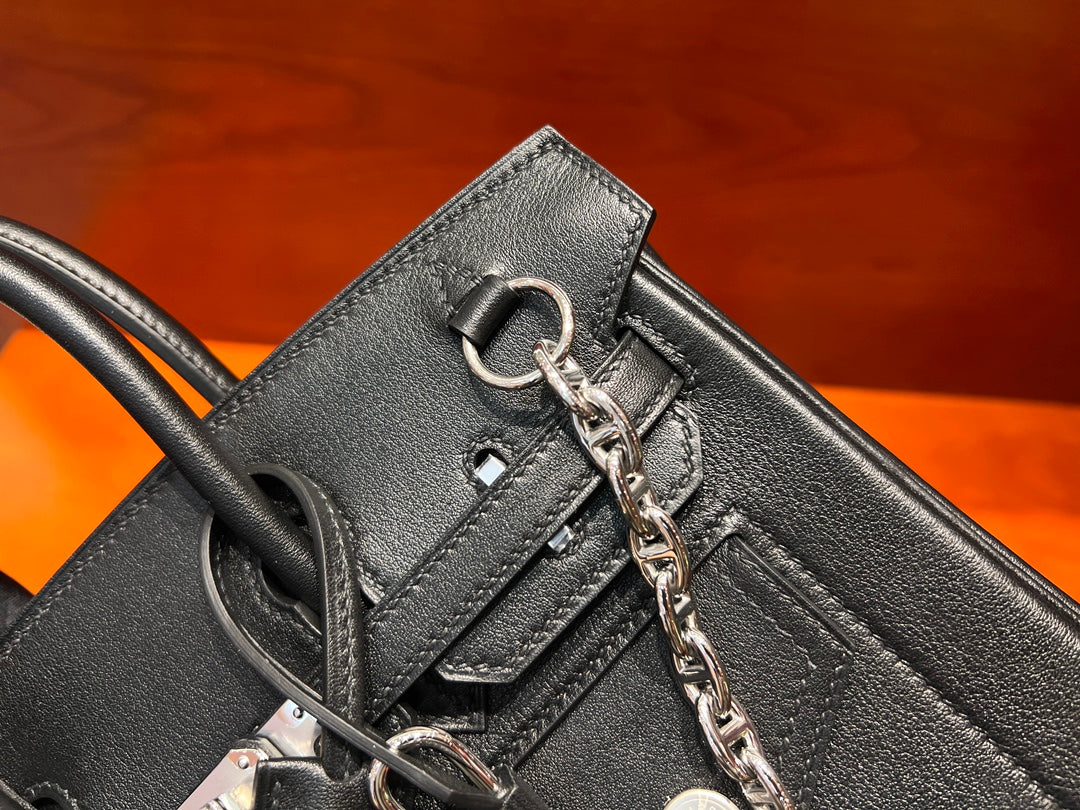 H*M Limited Edition Birkin Rock 25cm Handbag Black Evergrain