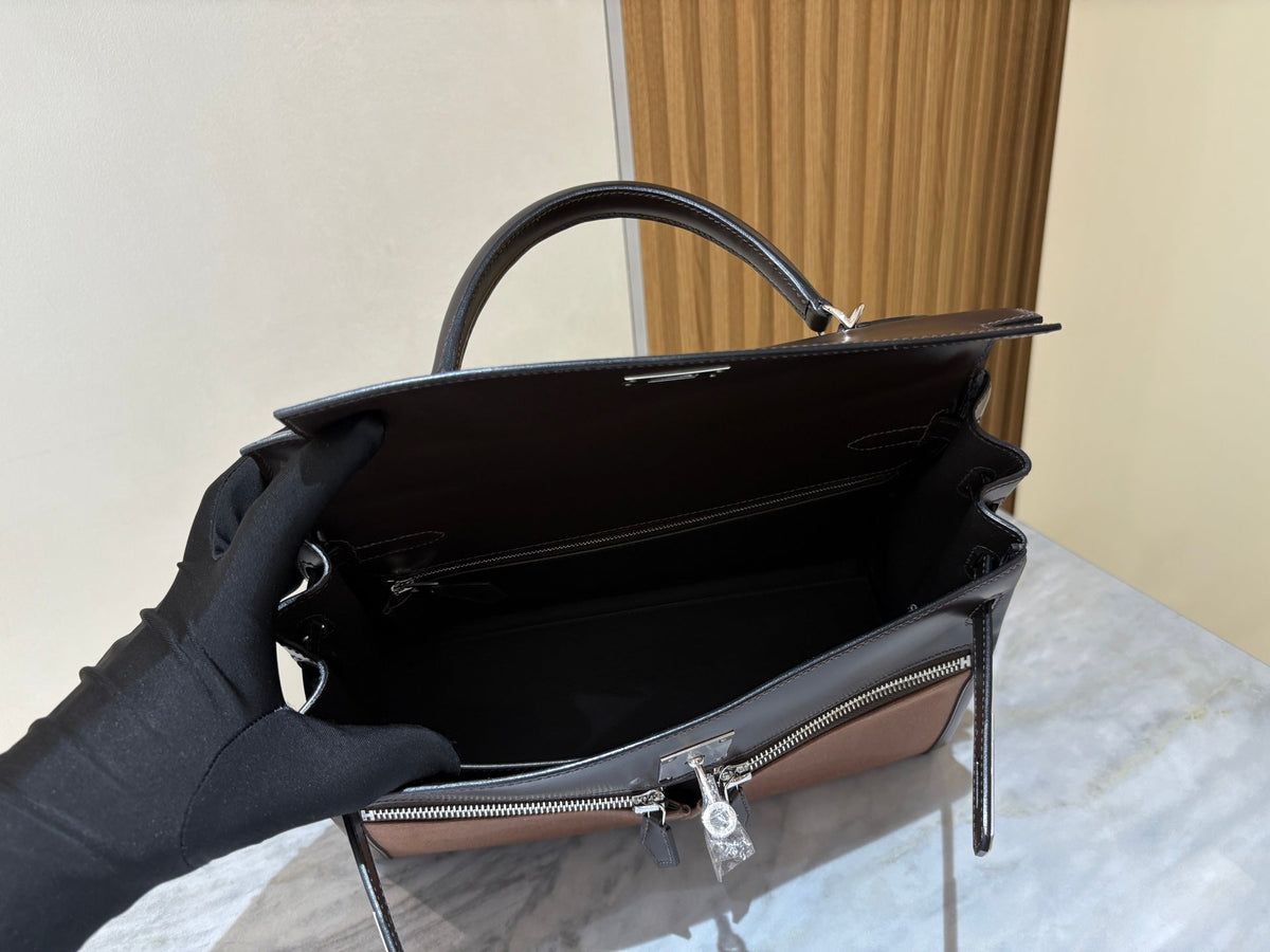 H*M Kelly Lakis 32CM Handbag Black Swift Canvas