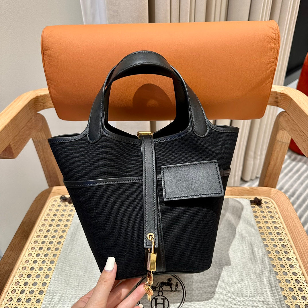 H*M Picotin Lock Pocket Handbag Swift Canvas