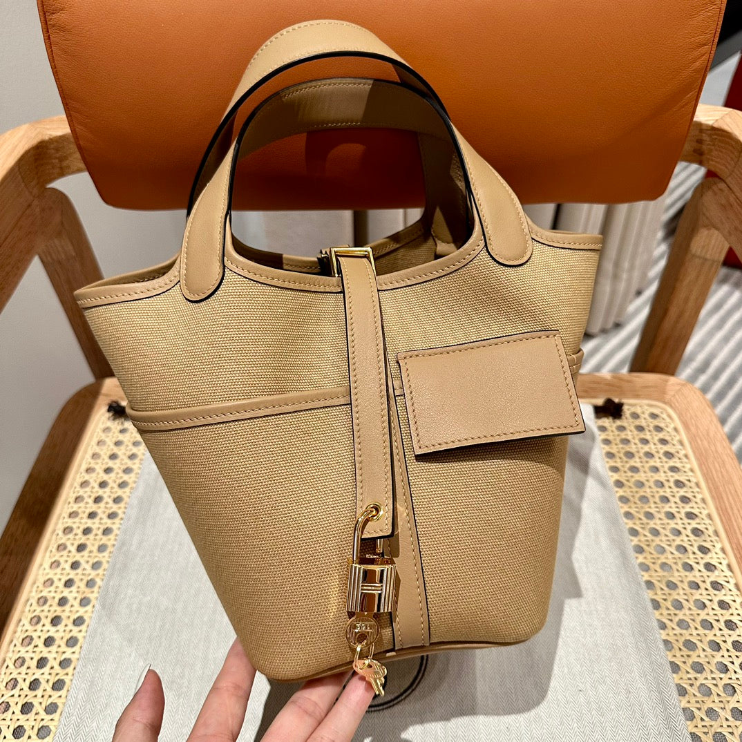 H*M Picotin Lock Pocket Handbag Swift Canvas