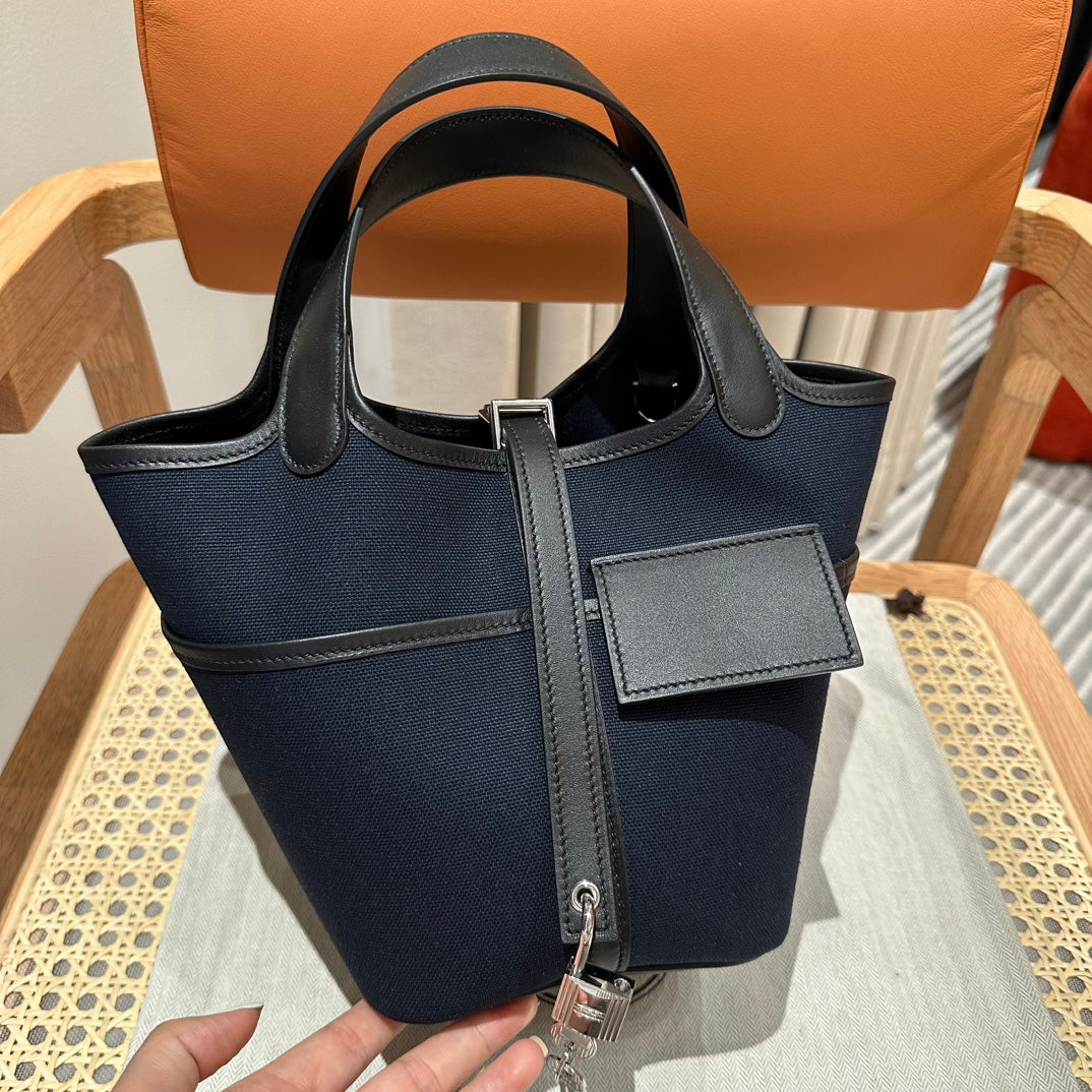H*M Picotin Lock Pocket Handbag Swift Canvas