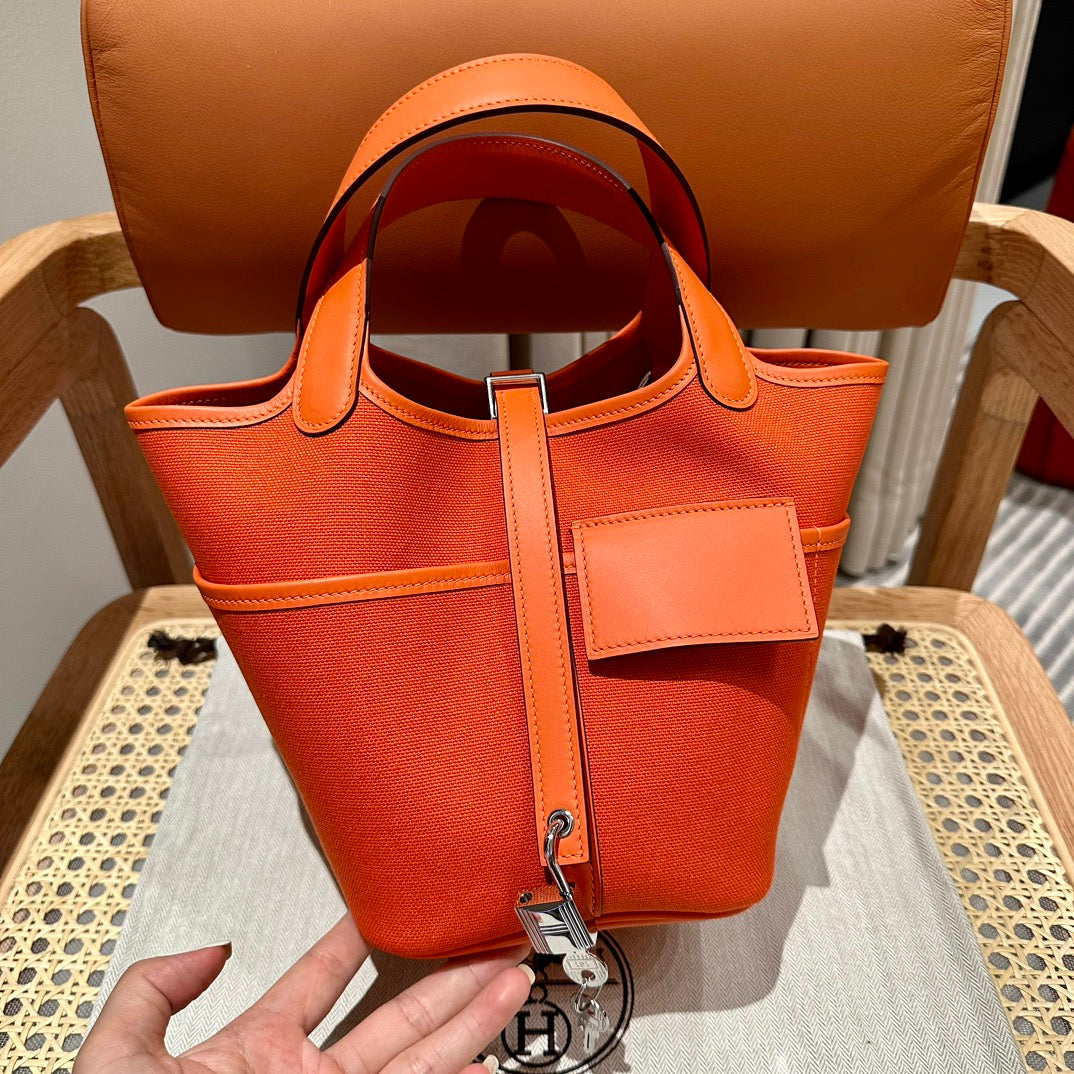H*M Picotin Lock Pocket Handbag Swift Canvas