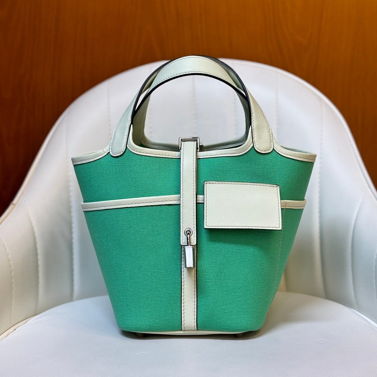 H*M Picotin Lock Pocket Handbag Swift Canvas